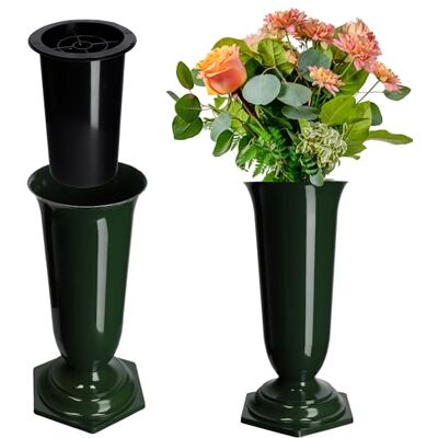 KADAX Grafvaas van kunststof, weerbestendig, 15,5 cm, groen KADAX Grafvaas van kunststof, weerbestendig, 15,5 cm, groen