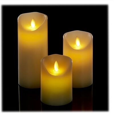 Relaxdays Set van 3 led-kaarsen met timerfunctie en beweegbare vlam, elektronische kaarsen zonder vlam, crème Relaxdays Set van 3 led-kaarsen met timerfunctie en beweegbare vlam, elektronische kaarsen zonder vlam, crème