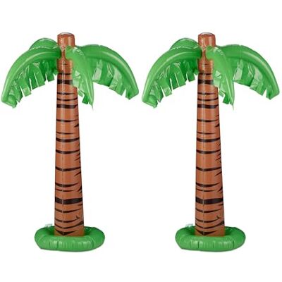 Relaxdays Set van 2 opblaasbare palmen, feestdecoratie, zwembad en strand, grote Hawaiiaanse palm, 80 cm hoog, kunststof palm, groen en bruin Relaxdays Set van 2 opblaasbare palmen, feestdecoratie, zwembad en strand, grote Hawaiiaanse palm, 80 cm hoog, kunststof palm, groen en bruin