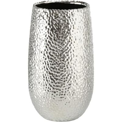Boltze Lajos 5339500, P323411 bloempot, metallic look, elegante vaas, decoratief object, hoogte 31 cm, zilver Boltze Lajos 5339500, P323411 bloempot, metallic look, elegante vaas, decoratief object, hoogte 31 cm, zilver