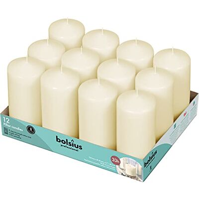 BOLSIUS Basic kaarsen voor decoratie, was, ivoor, waxformaat, enkel: H 11,8 cm Ø 5,8 cm, 12 stuks BOLSIUS Basic kaarsen voor decoratie, was, ivoor, waxformaat, enkel: H 11,8 cm Ø 5,8 cm, 12 stuks
