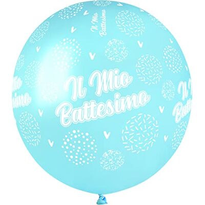 Ciao Verpakking met 25 ballonnen "Il Mio Battesimo" in natuurlijke latex premium kwaliteit G150 (Ø 48 cm (19 inch), pastel-lichtblauw Ciao Verpakking met 25 ballonnen "Il Mio Battesimo" in natuurlijke latex premium kwaliteit G150 (Ø 48 cm (19 inch), pastel-lichtblauw