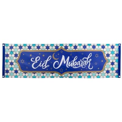 Boland 50920 Eid Mubarak banner, lengte 50 x 180 cm, feestdecoratie, hangende decoratie Boland 50920 Eid Mubarak banner, lengte 50 x 180 cm, feestdecoratie, hangende decoratie