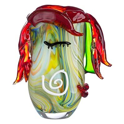 ART Decoratieve glazen vaas, kunstwerk, glazen vaas, kleur rood/groen, hoogte 29,5 cm ART Decoratieve glazen vaas, kunstwerk, glazen vaas, kleur rood/groen, hoogte 29,5 cm