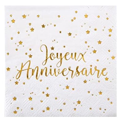 Santex 5663-1, zakje met 20 kleine servetten, Happy Birthday, metallic Santex 5663-1, zakje met 20 kleine servetten, Happy Birthday, metallic