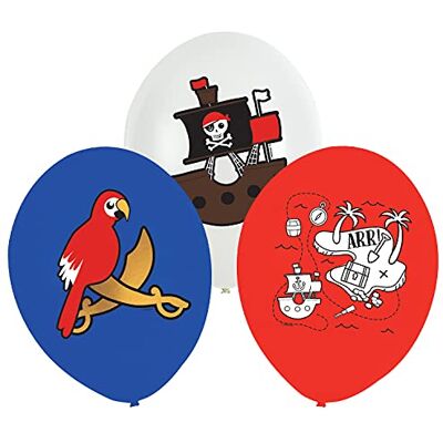 amscan 9909926 6 stuks 27,5 cm piraat latex ballonnen met decoratieve motieven voor kinderverjaardag, carnaval, themafeest amscan 9909926 6 stuks 27,5 cm piraat latex ballonnen met decoratieve motieven voor kinderverjaardag, carnaval, themafeest
