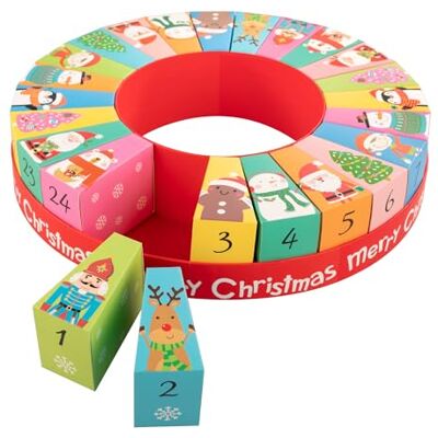 Idena 31492 Adventskalender om te vullen, 24 genummerde geschenkdozen met kerstmotieven, ronde kerstkalender, ca. 31,5 x 6,5 cm Idena 31492 Adventskalender om te vullen, 24 genummerde geschenkdozen met kerstmotieven, ronde kerstkalender, ca. 31,5 x 6,5 cm
