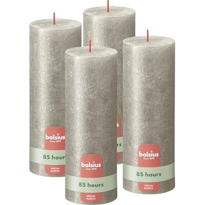 BOLSIUS Rustieke glinsterende stompkaarsen champagne 19 cm 4 stuks druppelt niet ongeparfumeerde kaarsen BOLSIUS Rustieke glinsterende stompkaarsen champagne 19 cm 4 stuks druppelt niet ongeparfumeerde kaarsen