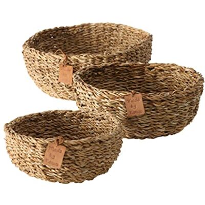 Boltze Sophy 2946200 opbergmand, rond, zeegras, natuurlijke kleuren, decoratieve manden, boho-stijl, Scandinavisch Boltze Sophy 2946200 opbergmand, rond, zeegras, natuurlijke kleuren, decoratieve manden, boho-stijl, Scandinavisch