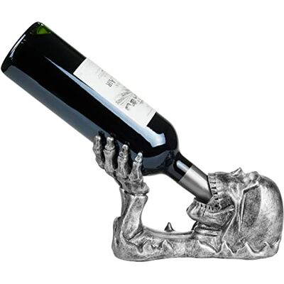 BRUBAKER Wijnfleshouder doodskop Flessenhouder met zilveren skelet hand Handbeschilderd decoratief figuur Grappige decoratie Wijncadeau BRUBAKER Wijnfleshouder doodskop Flessenhouder met zilveren skelet hand Handbeschilderd decoratief figuur Grappige decoratie Wijncadeau