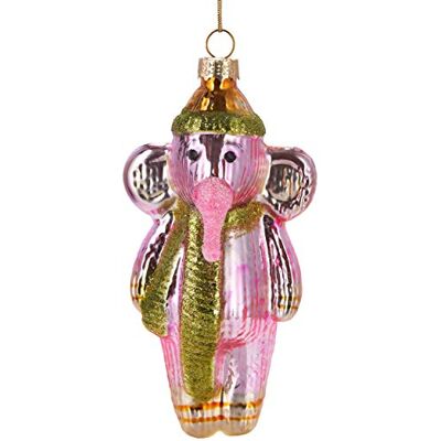 BRUBAKER Roze olifant met muts en sjaal handbeschilderde glazen kerstbal mondgeblazen grappige decoratie hanger 13 cm BRUBAKER Roze olifant met muts en sjaal handbeschilderde glazen kerstbal mondgeblazen grappige decoratie hanger 13 cm