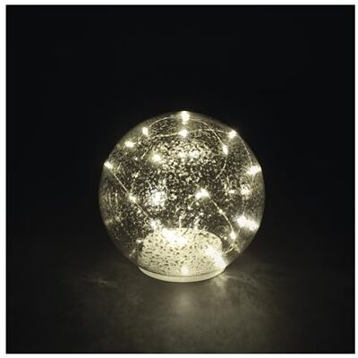 EMOS Glazen led-bol met lichtsnoer Glazen tafeldecoratie met 20 leds, warmwit, diameter 15 cm 6/18 uur timer Werkt op batterijen (3 x AA) Levensduur 10.000 EMOS Glazen led-bol met lichtsnoer Glazen tafeldecoratie met 20 leds, warmwit, diameter 15 cm 6/18 uur timer Werkt op batterijen (3 x AA) Levensduur 10.000