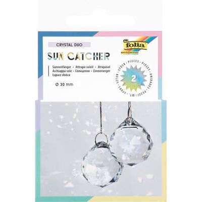 Folia Sun Catcher Crystal Duo 23839 Set van 2 glazen zonnevangers met 8 m gouden metaaldraad, hangende kristallen Ø 3 cm Folia Sun Catcher Crystal Duo 23839 Set van 2 glazen zonnevangers met 8 m gouden metaaldraad, hangende kristallen Ø 3 cm