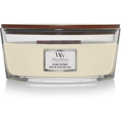 WoodWick Ellipse-geurkaars met knapperende lont Island Coconut Tot wel 50 uur brandtijd WoodWick Ellipse-geurkaars met knapperende lont Island Coconut Tot wel 50 uur brandtijd