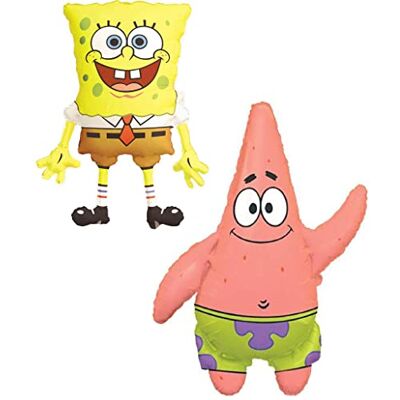 Toyland ® 2 stuks Spongebob en ster Patrick folieballonnen 1 x 74 cm folieballon en 1 x 91 cm Patrick karakter folieballon Toyland ® 2 stuks Spongebob en ster Patrick folieballonnen 1 x 74 cm folieballon en 1 x 91 cm Patrick karakter folieballon
