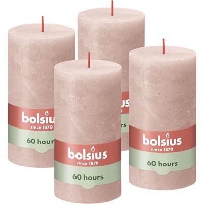 BOLSIUS Rustieke Pillar Kaars, Zacht Roze, 13 x 7 cm (Pack 4) BOLSIUS Rustieke Pillar Kaars, Zacht Roze, 13 x 7 cm (Pack 4)