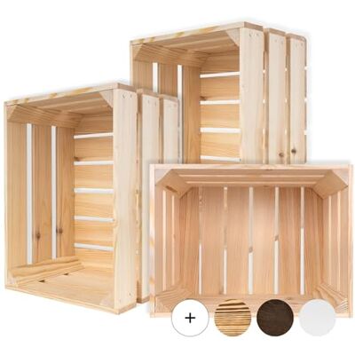 Creative Set van 3 vintage houten kisten voor opslag en decoratie, 40 x 30 x 23 cm Creative Set van 3 vintage houten kisten voor opslag en decoratie, 40 x 30 x 23 cm