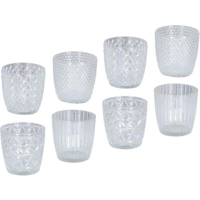 levandeo Set van 8 theelichthouders van helder glas, hoogte 7,5 cm, tafeldecoratie levandeo Set van 8 theelichthouders van helder glas, hoogte 7,5 cm, tafeldecoratie