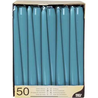 PAPSTAR 50 kandelaarskaarsen Ø 2,2 cm 25 cm turquoise PAPSTAR 50 kandelaarskaarsen Ø 2,2 cm 25 cm turquoise