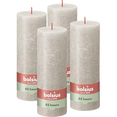 BOLSIUS Rustieke Pillar Candle Lichtgrijs 19 cm Pack 4 BOLSIUS Rustieke Pillar Candle Lichtgrijs 19 cm Pack 4