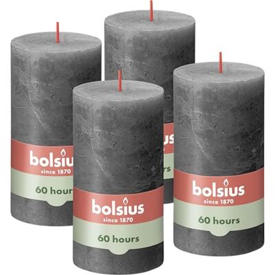 BOLSIUS Rustieke Pillar Kaars, Antraciet, 13 x 7 cm (pak 4) BOLSIUS Rustieke Pillar Kaars, Antraciet, 13 x 7 cm (pak 4)