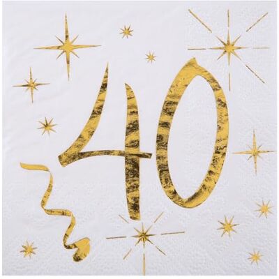 Santex 6159-40, zak met 20 kleine servetten, 40 jaar, metallic goud Santex 6159-40, zak met 20 kleine servetten, 40 jaar, metallic goud
