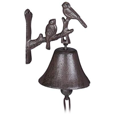Relaxdays Deurbel gietijzer vogelmotief antieke bel wandbel temperatuurbestendig bruin touw Relaxdays Deurbel gietijzer vogelmotief antieke bel wandbel temperatuurbestendig bruin touw
