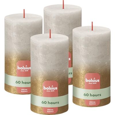 BOLSIUS Rustieke stompkaarsen gebleekt metaal zandgrijs en goud 13 cm (4 stuks) BOLSIUS Rustieke stompkaarsen gebleekt metaal zandgrijs en goud 13 cm (4 stuks)