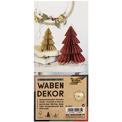 Folia 49213 Set van 2 honingraatdecoraties Berry Xmas Trees Hoogte: ca. 20 en 13 cm Opvouwbare kerstdecoratie voor binnen Folia 49213 Set van 2 honingraatdecoraties Berry Xmas Trees Hoogte: ca. 20 en 13 cm Opvouwbare kerstdecoratie voor binnen