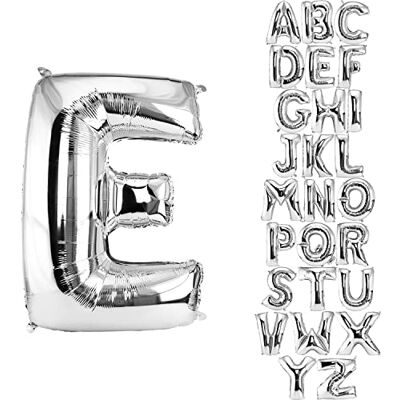 DekoRex Ballon zilver 100 cm ballon verjaardag bruiloft decoratie (letter E) DekoRex Ballon zilver 100 cm ballon verjaardag bruiloft decoratie (letter E)