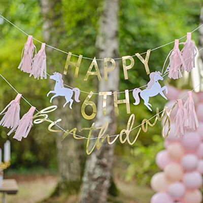 Ginger Ray Wimpelketting Happy Birthday PC-102 prinses kleurrijk Ginger Ray Wimpelketting Happy Birthday PC-102 prinses kleurrijk