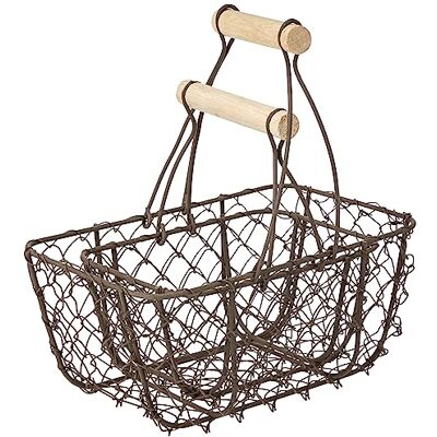 Rayher 46364546 Set van 2 metalen manden met houten handvat, kleine metalen mand 15 x 10 x 16,5 cm, grote metalen mand 20 x 12 x 22 cm Rayher 46364546 Set van 2 metalen manden met houten handvat, kleine metalen mand 15 x 10 x 16,5 cm, grote metalen mand 20 x 12 x 22 cm