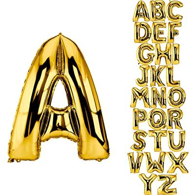DekoRex Folienballon goud 82 cm ballon verjaardag bruiloft decoratie (letter A) DekoRex Folienballon goud 82 cm ballon verjaardag bruiloft decoratie (letter A)