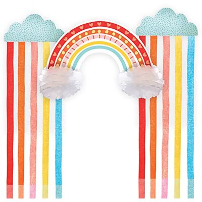 amscan 290169 regenboog-papieren hangdecoratie, 3 stuks, 2 papieren gordijnen, 41,2 x 170 cm, 1 regenboog, ca. 64 cm, 290169 amscan 290169 regenboog-papieren hangdecoratie, 3 stuks, 2 papieren gordijnen, 41,2 x 170 cm, 1 regenboog, ca. 64 cm, 290169