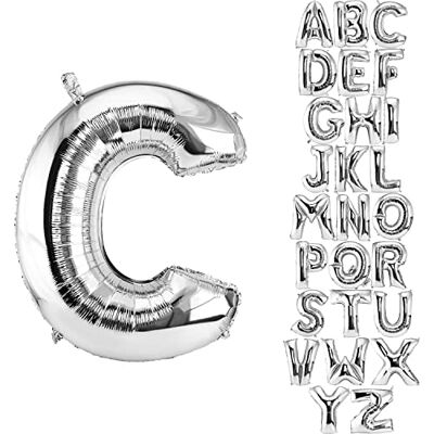 DekoRex 82 cm zilveren folieballon bruiloft decoratie (letter C) DekoRex 82 cm zilveren folieballon bruiloft decoratie (letter C)