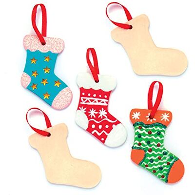 Baker Ross AR745 keramische kerstdecoratie kerstdecoratie porselein voor kinderen en volwassenen, 5 stuks Baker Ross AR745 keramische kerstdecoratie kerstdecoratie porselein voor kinderen en volwassenen, 5 stuks