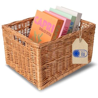 Creative Grote rieten kist met handgrepen, 40 x 30 x 24 cm, opbergmand, gevlochten mand, natuurbruin, handgemaakt, van dikke wilg voor hondengereedschap, speelgoed, kleding Creative Grote rieten kist met handgrepen, 40 x 30 x 24 cm, opbergmand, gevlochten mand, natuurbruin, handgemaakt, van dikke wilg voor hondengereedschap, speelgoed, kleding