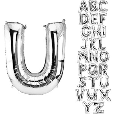 DekoRex Ballon zilver 100 cm ballon verjaardag bruiloft decoratie (letter U) DekoRex Ballon zilver 100 cm ballon verjaardag bruiloft decoratie (letter U)