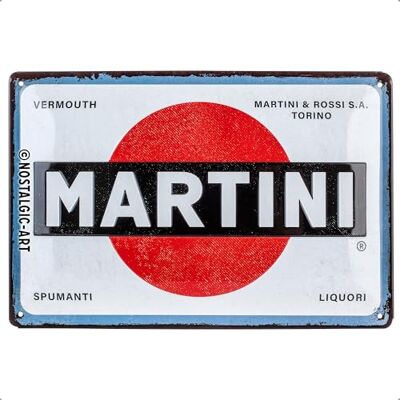 Metalen bord, retro bord, 20 x 30 cm, Martini, logo White, cadeau-idee voor de bar, origineel gelicentieerd product (OLP) van metaal in vintage design Metalen bord, retro bord, 20 x 30 cm, Martini, logo White, cadeau-idee voor de bar, origineel gelicentieerd product (OLP) van metaal in vintage design
