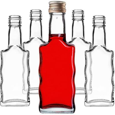 KADAX 10 stuks glazen flessen van 200 ml met gouden schroefsluiting, kleine lege flessen om te vullen voor likeur, likeur, likeur, olie, azijn en siroop, navulbaar KADAX 10 stuks glazen flessen van 200 ml met gouden schroefsluiting, kleine lege flessen om te vullen voor likeur, likeur, likeur, olie, azijn en siroop, navulbaar