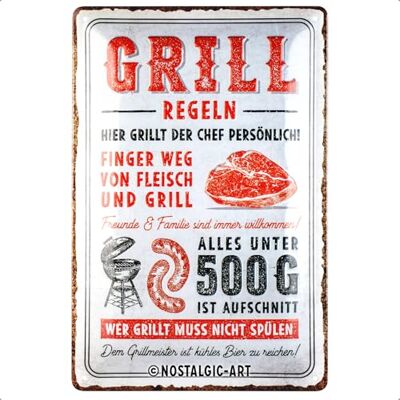 ART Metalen bord, retro, 20 x 30 cm, grillregels, cadeau-idee voor grillfans, metaal, vintage design met Duitse opschrift ART Metalen bord, retro, 20 x 30 cm, grillregels, cadeau-idee voor grillfans, metaal, vintage design met Duitse opschrift
