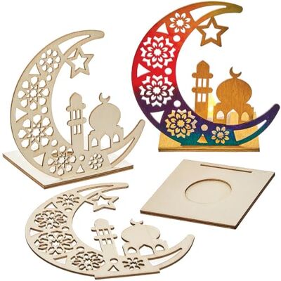 Baker Ross FN360 Ramadan lantaarnhouder van hout met halve maan 3 stuks Baker Ross FN360 Ramadan lantaarnhouder van hout met halve maan 3 stuks
