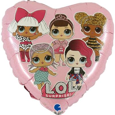 Grabo Balloons Mylar-ballon in hartvorm LOL verrassing roze voor verjaardag baby meisje Grabo Balloons Mylar-ballon in hartvorm LOL verrassing roze voor verjaardag baby meisje