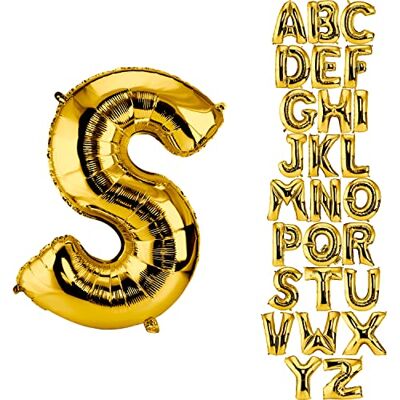 DekoRex Gouden ballon, 100 cm, verjaardagsballon, bruiloft, decoratie (letter S) DekoRex Gouden ballon, 100 cm, verjaardagsballon, bruiloft, decoratie (letter S)
