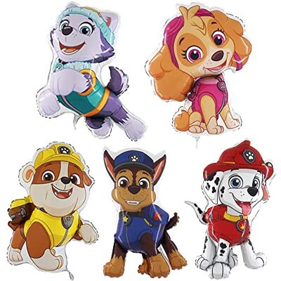 Toyland ® 5 stuks Paw Patrol folieballonnen Chase, Everest, Marshall, Rubble & Skye feestballonnen voor kinderen Toyland ® 5 stuks Paw Patrol folieballonnen Chase, Everest, Marshall, Rubble & Skye feestballonnen voor kinderen
