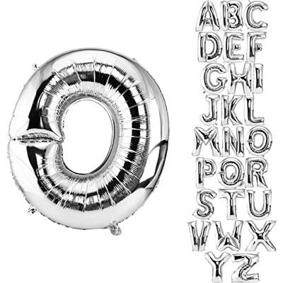 DekoRex Folieballon 82 cm zilver folieballon bruiloft verjaardag decoratie (letter O) DekoRex Folieballon 82 cm zilver folieballon bruiloft verjaardag decoratie (letter O)