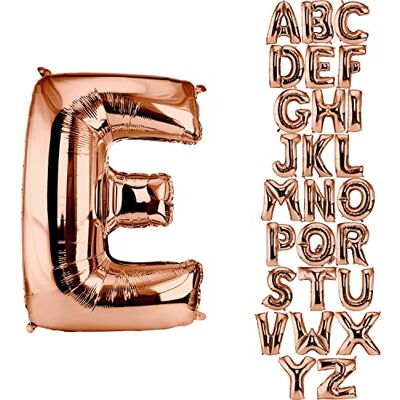 DekoRex Roségouden ballon, 82 cm, verjaardagsballon, bruiloft, decoratie (letter E) DekoRex Roségouden ballon, 82 cm, verjaardagsballon, bruiloft, decoratie (letter E)