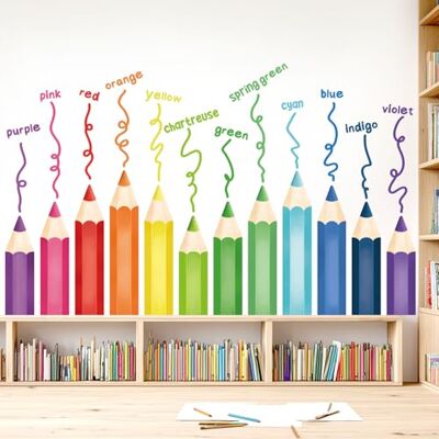 DECOWALL SG2-2417 Kleurpotlood Muurschildering Leersticker voor Kwekerij Woondecoratie Babykamer Klaslokaal Speelkamer DECOWALL SG2-2417 Kleurpotlood Muurschildering Leersticker voor Kwekerij Woondecoratie Babykamer Klaslokaal Speelkamer