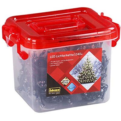 Idena 31816 Led-lichtketting met 240 leds in warmwit, met transparante kunststof doos en transformator, ca. 21 m lang, decoratie voor binnen en buiten, voor Idena 31816 Led-lichtketting met 240 leds in warmwit, met transparante kunststof doos en transformator, ca. 21 m lang, decoratie voor binnen en buiten, voor
