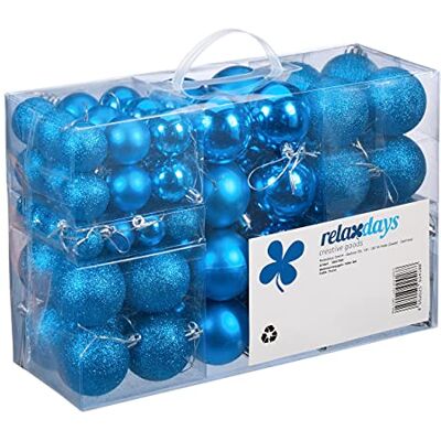 Relaxdays Kerstballen, 100 stuks, decoratie, gepolijst, glinsterend en glanzend, kerstbal diameter 3, 4 en 6 cm, petrol Relaxdays Kerstballen, 100 stuks, decoratie, gepolijst, glinsterend en glanzend, kerstbal diameter 3, 4 en 6 cm, petrol